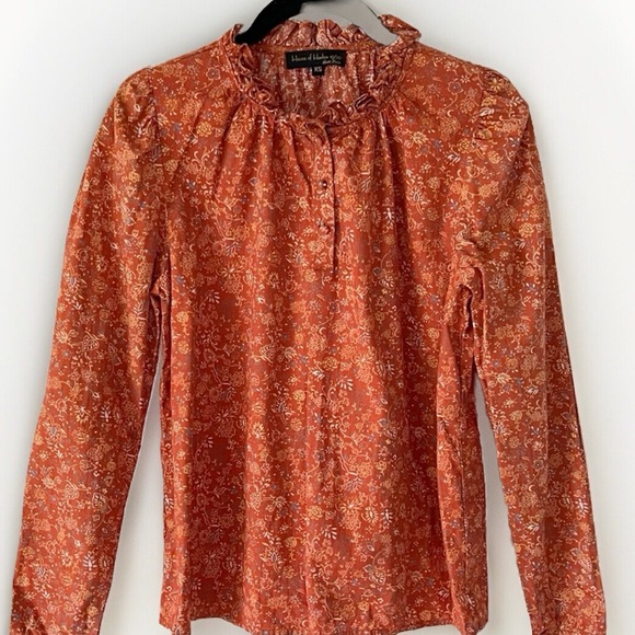 House of Harlow 1960 Tops - House of Harlow 1960 Josepha Floral Blouse Puff Long Sleeve Top Rust Size XS